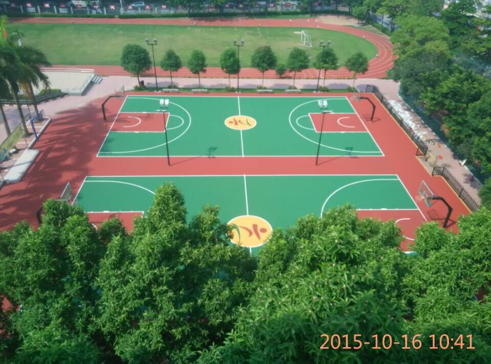 珠海市六小学彩色篮球场-丙烯酸塑胶篮球场顺利完工
